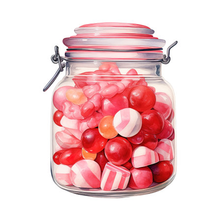 Jar Filled with Pink Candies. AI Generated Imageの素材
