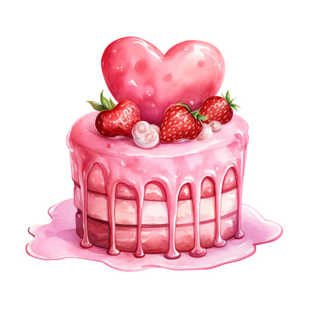 Piece of Cake with a Heart. AI Generated Imageの素材
