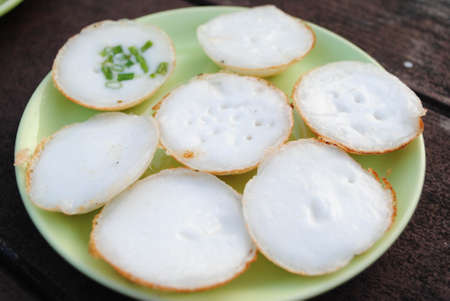 Thai coconut pudding on plateの写真素材