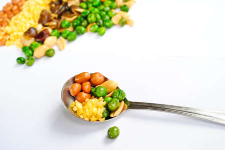 bean variety on spoonの写真素材