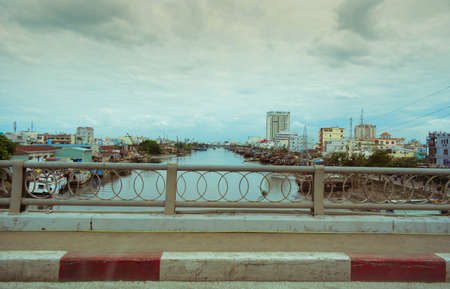 bridge across the river in vietnamのeditorial素材