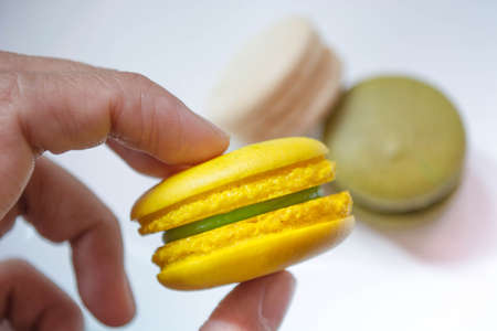 macaron , mango flavorの写真素材