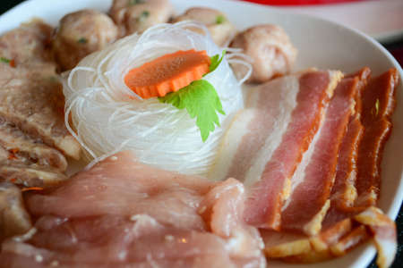 raw meat for shabu setの写真素材