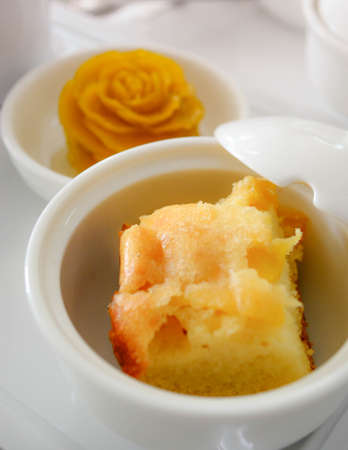 Pumpkin in syrup and sponge cake