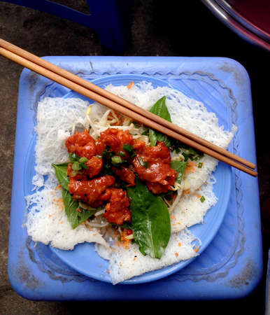 grilled pork with noodle Vietnamese foodの写真素材