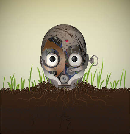 Rusty old metal robotのイラスト素材