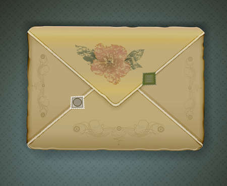old brown textured vintage envelope isolated, vectorのイラスト素材