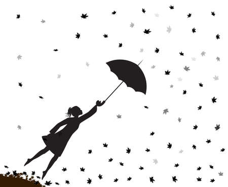 Young girl flying awayのイラスト素材