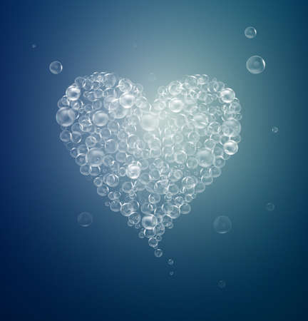 heart created with bubbles, unstable love concept, fickle feelings, Valentine symbol, vectorのイラスト素材
