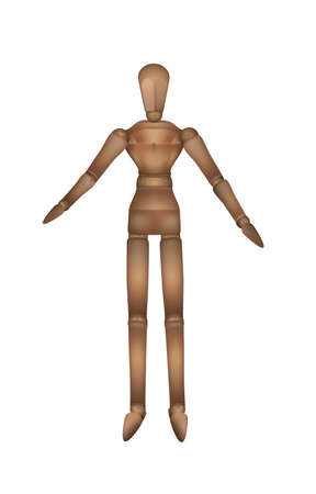 Realistic wooden marionette isolated on the white background, vectorのイラスト素材