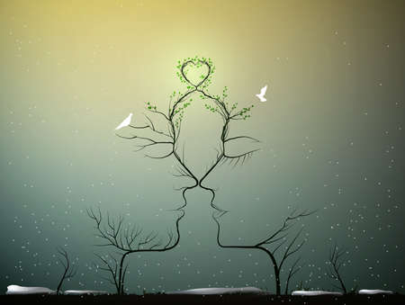Couple of people look like tree branches silhouettesのイラスト素材