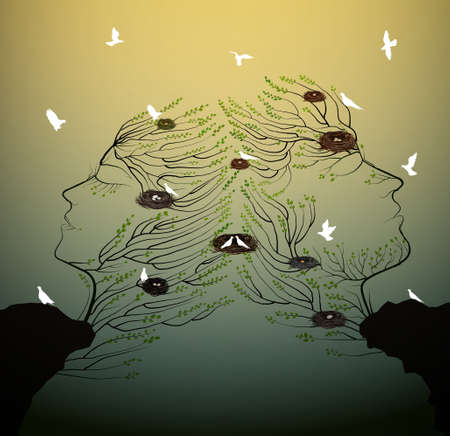 Tree branches  like a human couple, conceptual illustration.のイラスト素材
