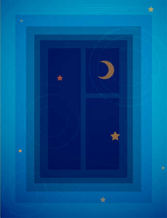 deep dive to the night dream concept, reflection window night with moon and star in the water, vectorのイラスト素材