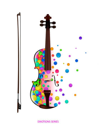 violin music idea on the white background, violine created from the small colored parts, color of music concept, vectorのイラスト素材