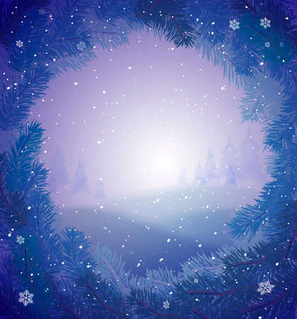 Winter snowy background for greeting card,winter fairytale, vectorのイラスト素材