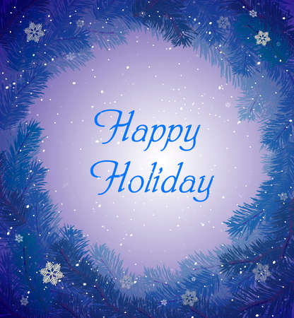 happy holiday greating card in violet blue dreaming winter weather, fairy winter holiday concept,の写真素材