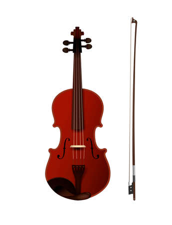 violine with fiddelestick isolated, detailed realistic violine isolated,のイラスト素材