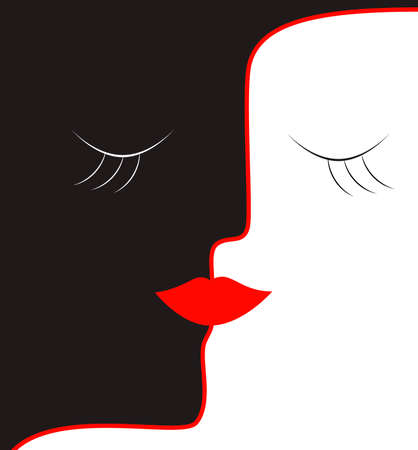 woman concept , kiss idea vectorのイラスト素材