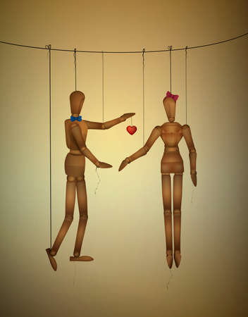 two lovers concept, romantic valentine marionettes, be my valentine forever idea, vectorのイラスト素材