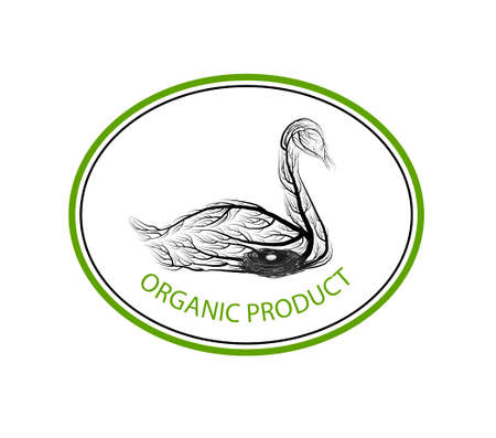 ecological product concept, goose like tree on white background, green eco product idea, eco production, vectorのイラスト素材