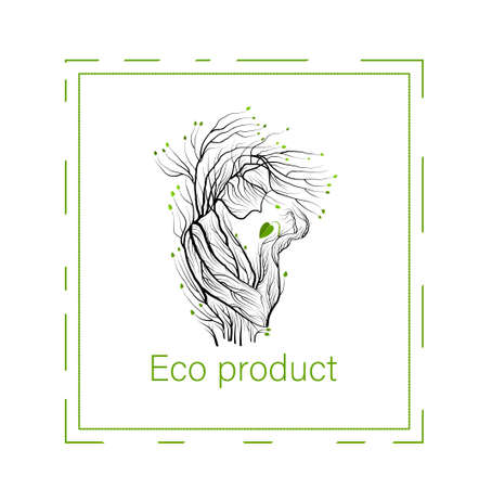 eco product concept, man like tree holding green leaf sprout, green product eco care idea, vectorのイラスト素材