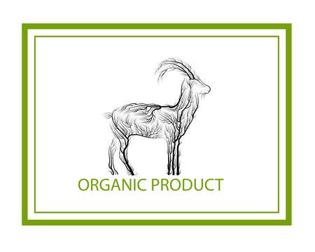 organic product concept, goat like tree on white background, green eco product idea, eco production,のイラスト素材
