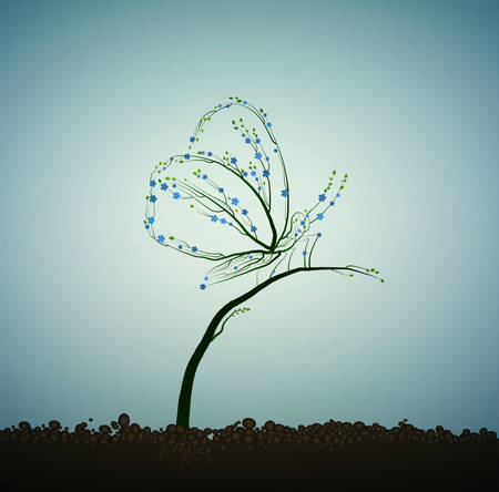 spring butterfly idea, tree looks like butterfly, spring concept, vectorのイラスト素材