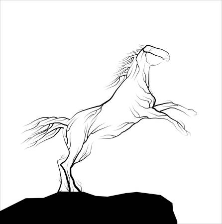 wild horse look like tree branches on the white background, spirit of extinct animal, tarpan concept,のイラスト素材