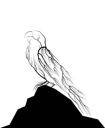 parrot look like tree branches on the white background, spirit of extinct animal, animal extinction concept, vectorのイラスト素材