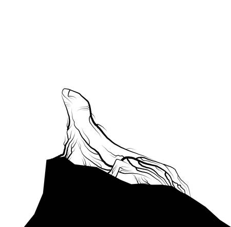 Lizzard look like tree branches on the white background, spirit of extinct animal, animal extinction concept, vectorのイラスト素材