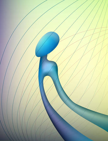 colors and shape of emotions concept, human feels happiness, abstract man shape, surrealism vectorのイラスト素材