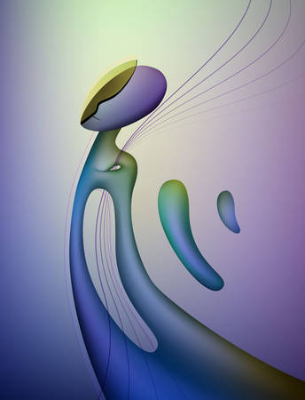 colors and shape of emotions concept, human feels happiness, abstract man shape,のイラスト素材