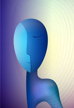 mental energy concept, abstract man shape, surrealism vectorのイラスト素材