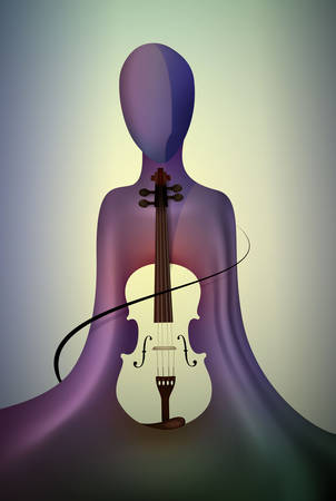 violinist concept, musician and violin contemporary art, man and music surrealism shapes, abstract violinist vectorのイラスト素材