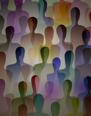 many people, crowd concept, color of inner world of each person, vectorのイラスト素材