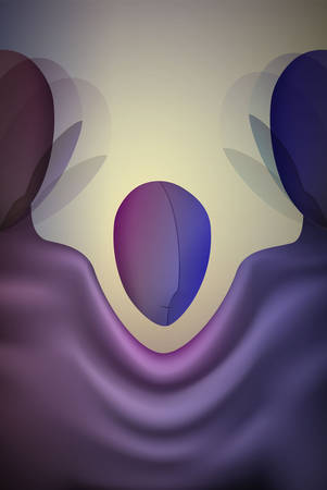 gtyfamily abstract concept, unity of family three head man, woman and child, idea unity of family, together forever, vectorのイラスト素材