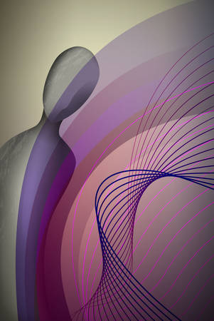 human and happiness concept, abstract human shape with color lines, color of emotions idea surrealism vectorのイラスト素材
