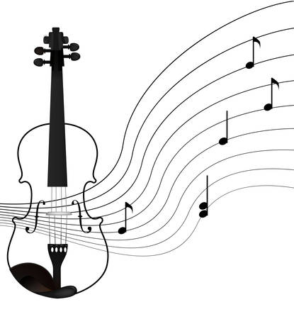 violine with notes isolated, detailed realistic violine isolated, vectorのイラスト素材