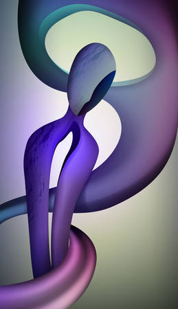 colors and shape of emotions concept, human feels happiness, abstract man shape with liquid shape inside, surrealismのイラスト素材
