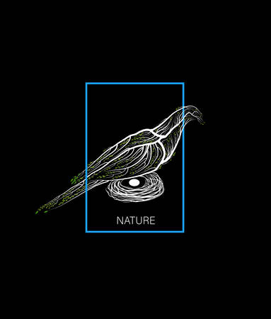 forest animal concept, protect the birds idea, eco product, crane like tree with nest and egg, green eco product idea, eco production,のイラスト素材