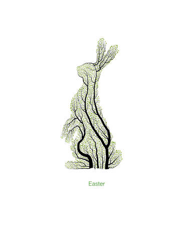 Easter concept, Easter hare looks like tree, green Ester holiday idea, eco production,のイラスト素材