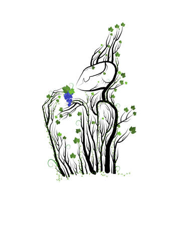 Human with looks like grape branches on the whiteのイラスト素材