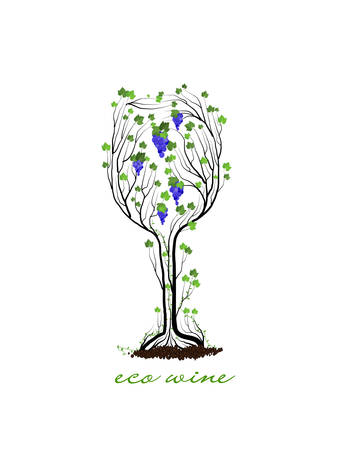 eco wine concept, glass of wineのイラスト素材