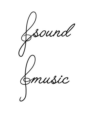 word music and sound hand writing with music key on the black background, vectorのイラスト素材