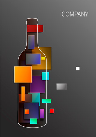 bottle wine on grey bbackgroundのイラスト素材
