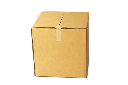 Cardboard box isolated on white backgroundの写真素材