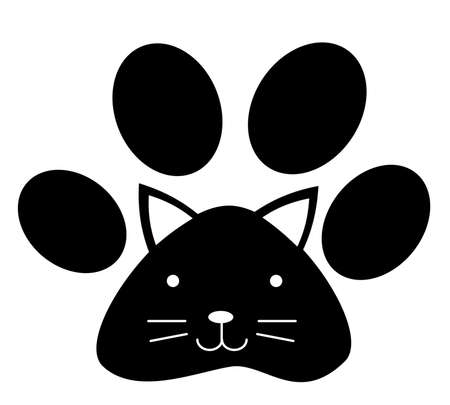 Cat in paw icon on white background.の写真素材