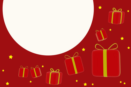 Celebration background with gift boxes and space for text.の写真素材