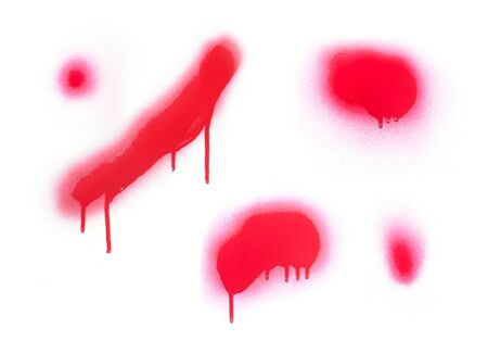 Red color spray paint or graffiti design element isolated on whiteの写真素材
