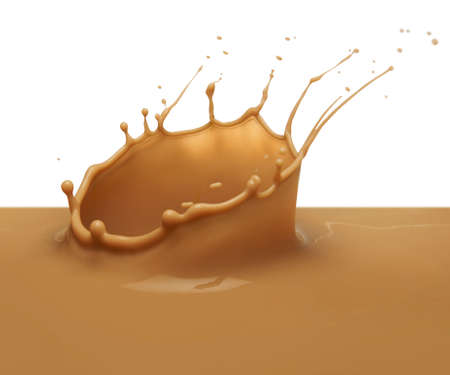 chocolate milk or milk tea splash on white backgroundの写真素材